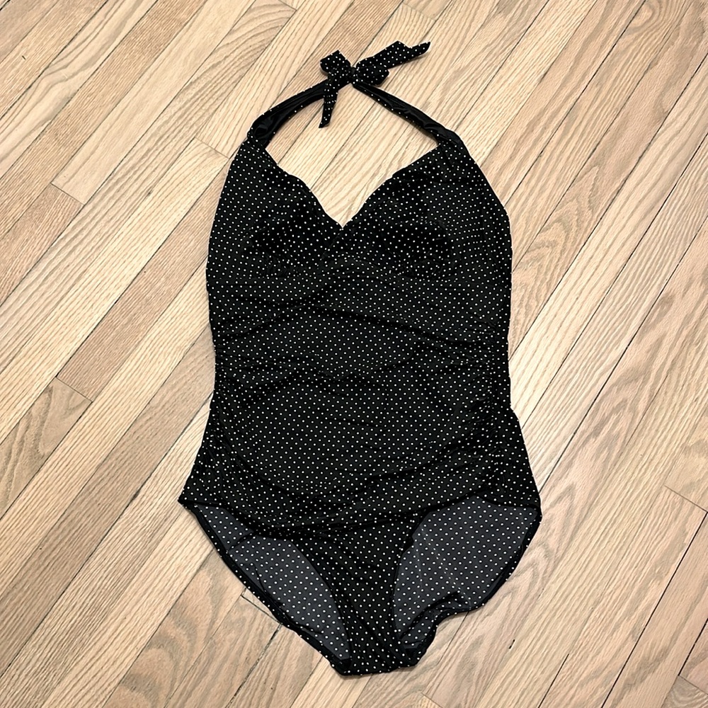 EUC L.L. Bean Halter Neck Polka Dot Swimsuit